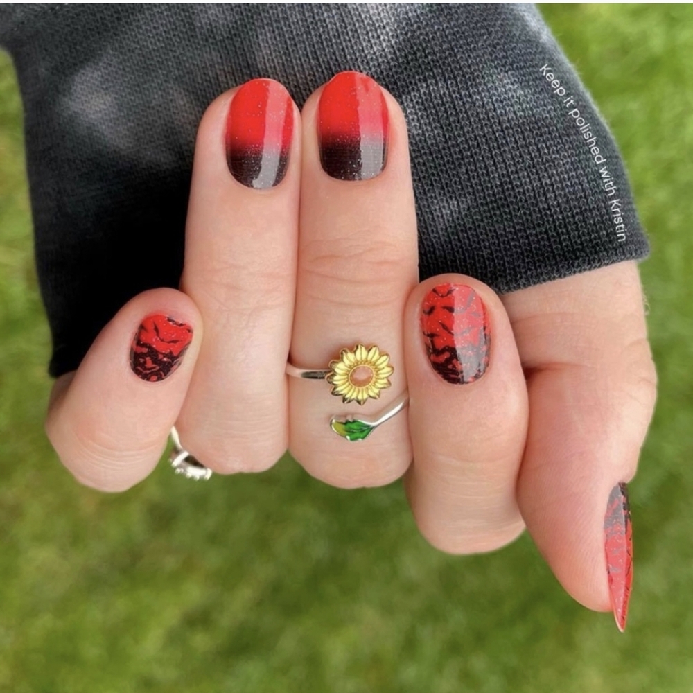 Halloween Do Your Fang Bats Red Color Street Nail Strips